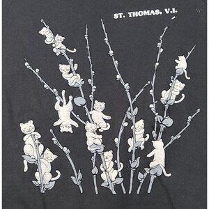Vintage Cats Sweatshirt XL St Thomas Virgin Islands Sweater Black Made in USA